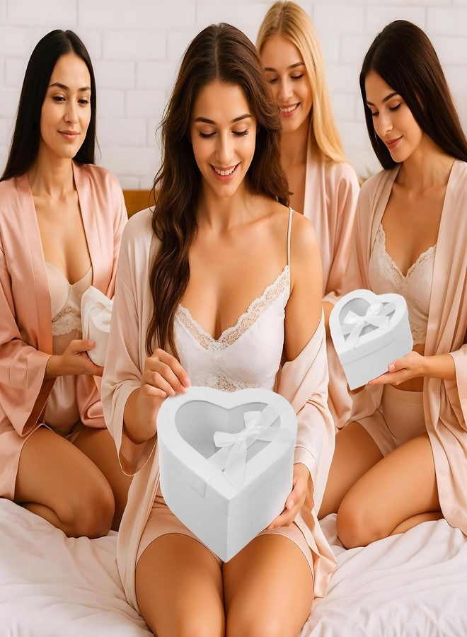 AojSup 4 Pcs Heart Shaped Boxes for Flowers Arrangements, Heart Box for Flowers, White Nesting Gift Boxes with Clear Lids for Present, Bridesmaid, Proposal, Birthday - Image 5
